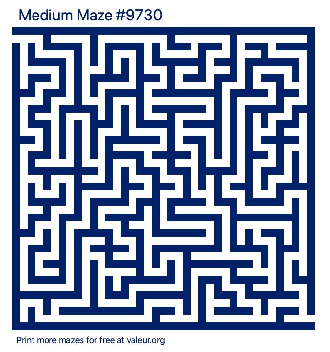 Free Printable Medium Maze number 9730