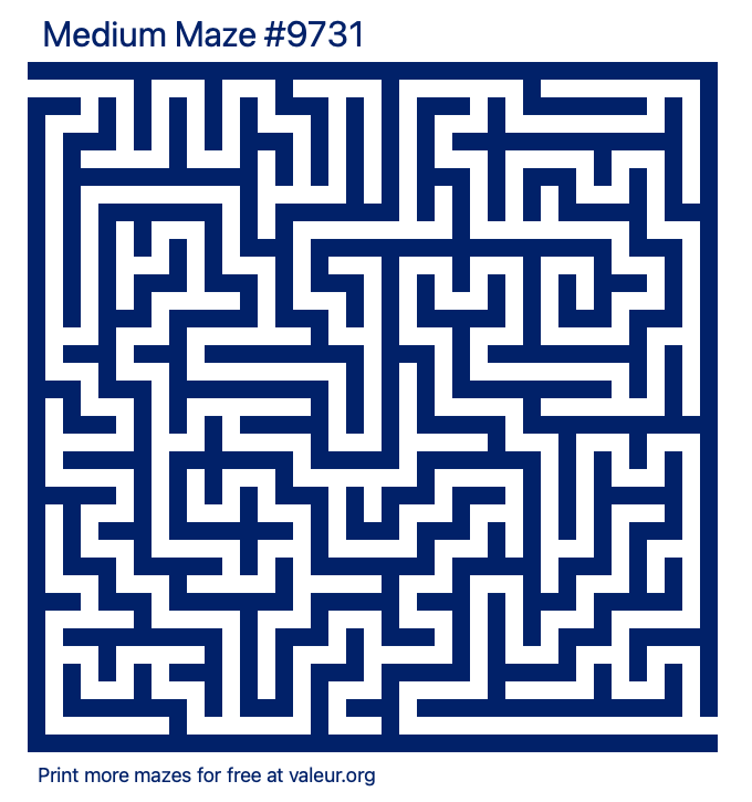 Free Printable Medium Maze number 9731