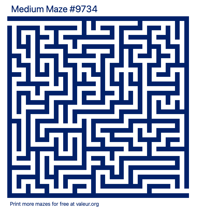 Free Printable Medium Maze number 9734