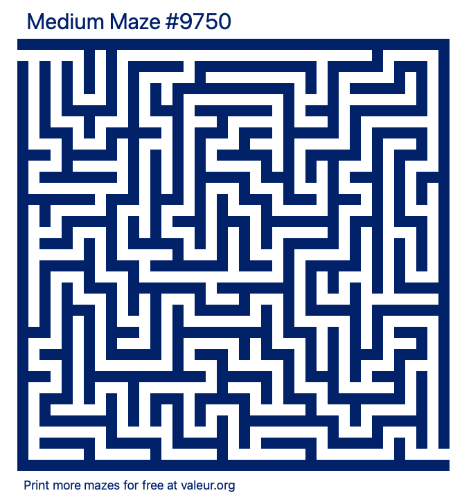 Free Printable Medium Maze number 9750