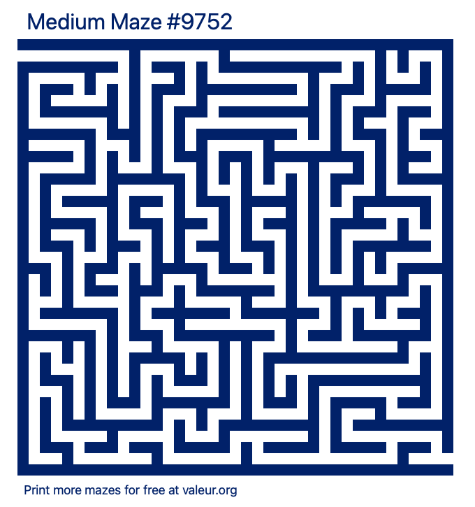 Free Printable Medium Maze number 9752
