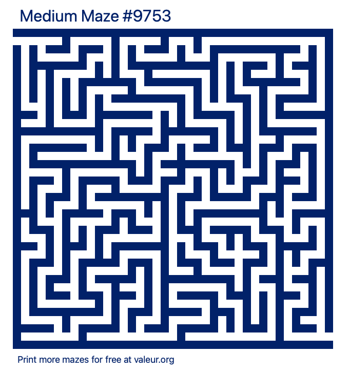 Free Printable Medium Maze number 9753