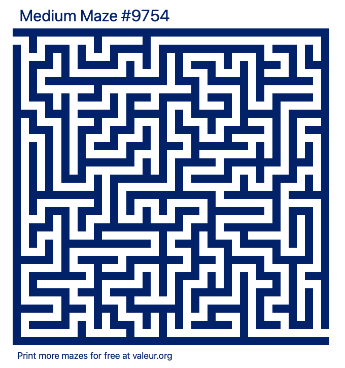 Free Printable Medium Maze number 9754