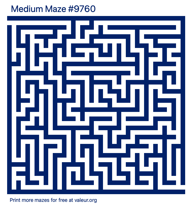 Free Printable Medium Maze number 9760