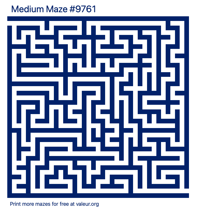 Free Printable Medium Maze number 9761