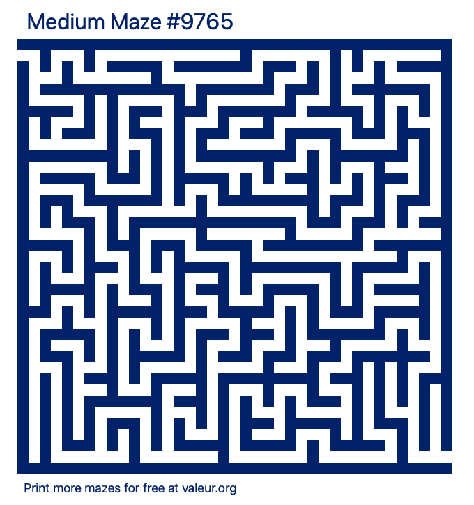 Free Printable Medium Maze number 9765