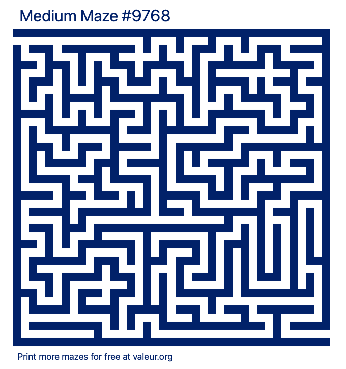 Free Printable Medium Maze number 9768