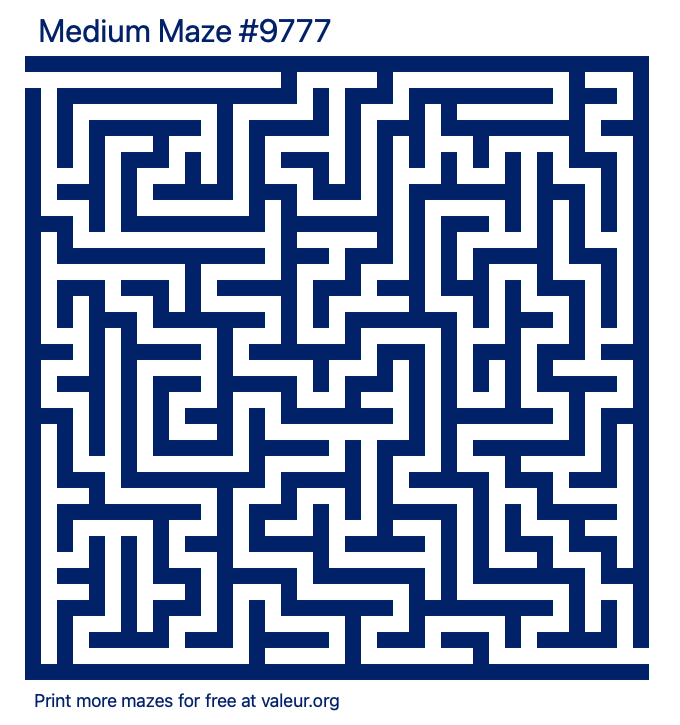 Free Printable Medium Maze number 9777