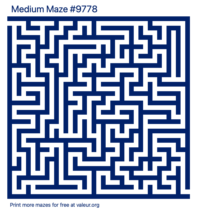 Free Printable Medium Maze number 9778
