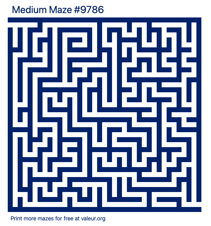 Free Printable Medium Maze number 9786