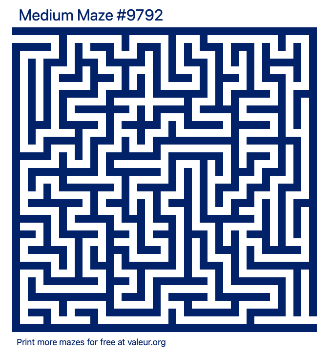 Free Printable Medium Maze number 9792