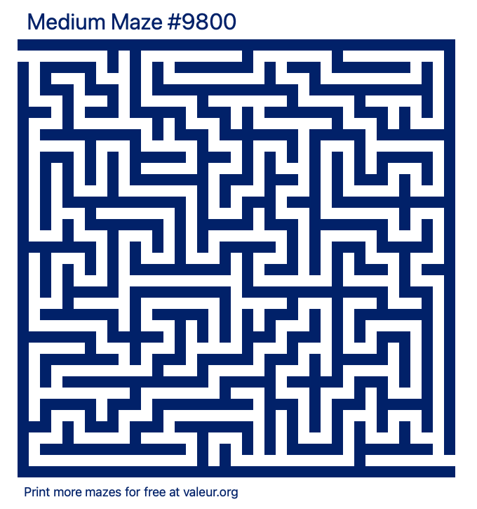 Free Printable Medium Maze number 9800