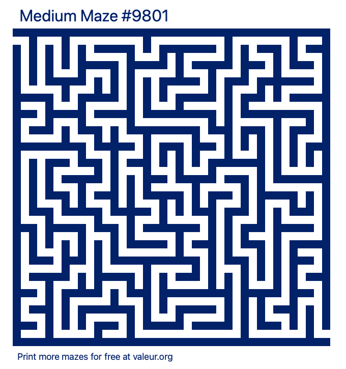 Free Printable Medium Maze number 9801