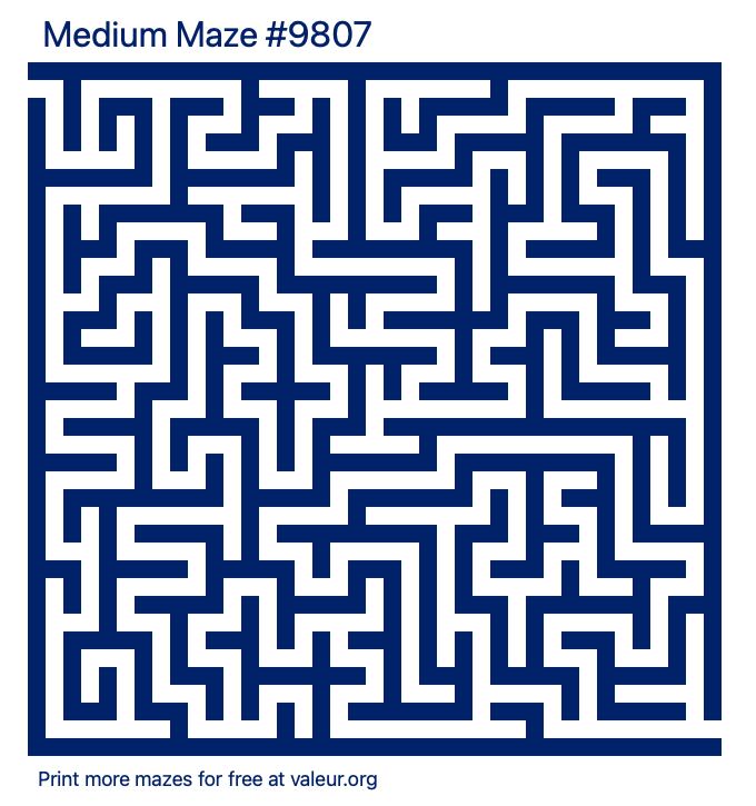Free Printable Medium Maze number 9807