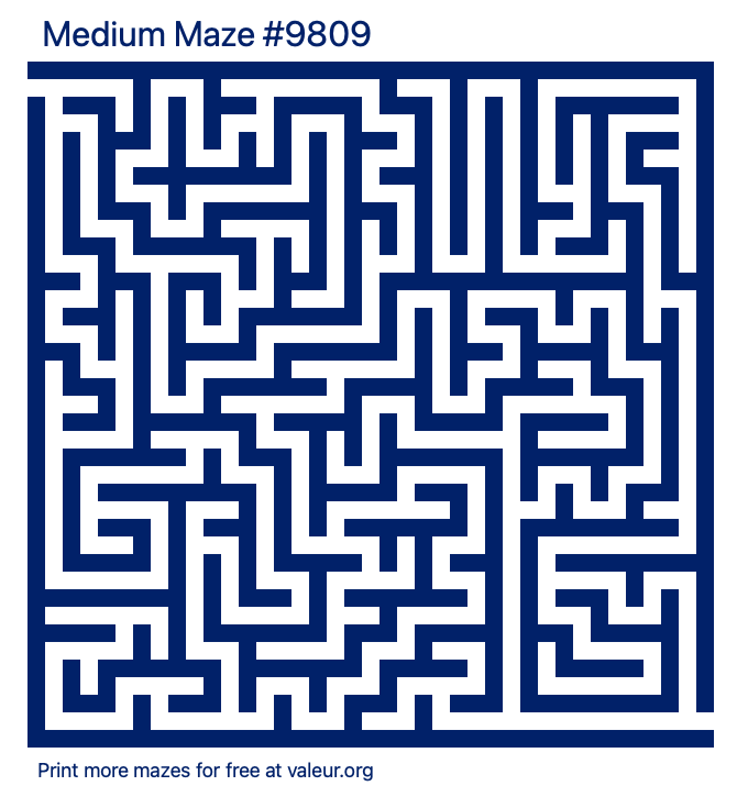 Free Printable Medium Maze number 9809