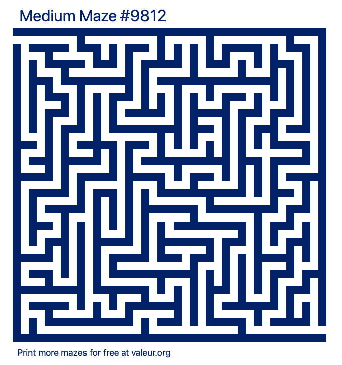 Free Printable Medium Maze number 9812