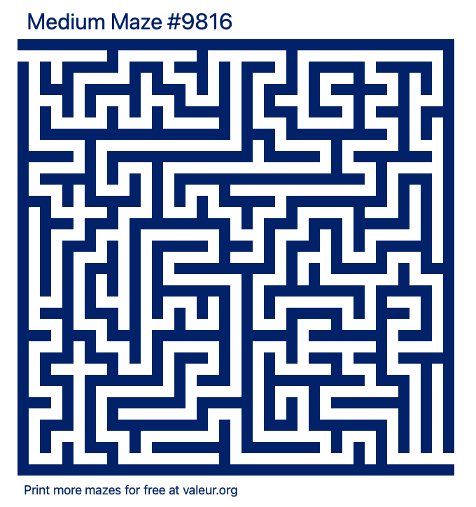 Free Printable Medium Maze number 9816