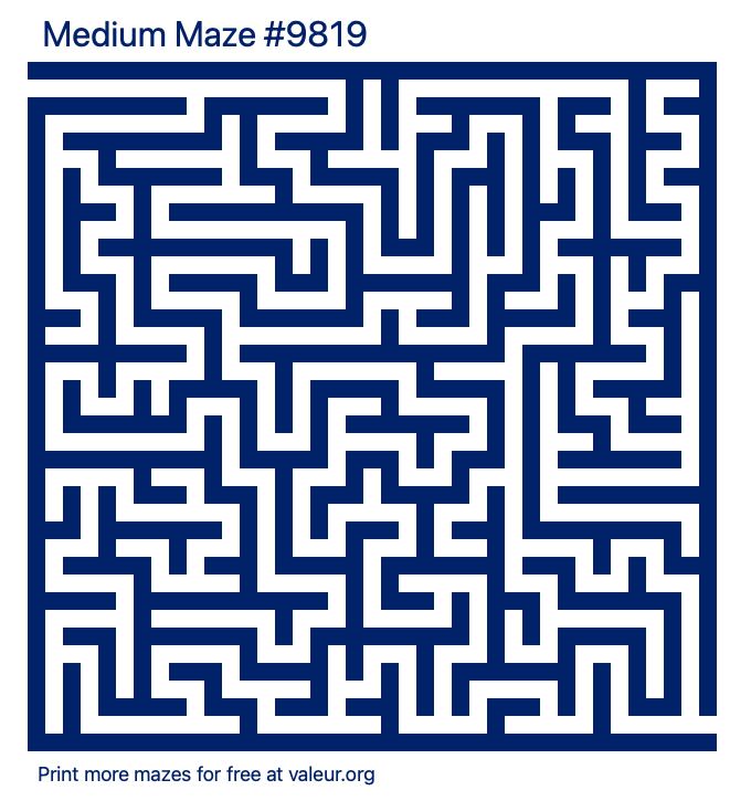 Free Printable Medium Maze number 9819