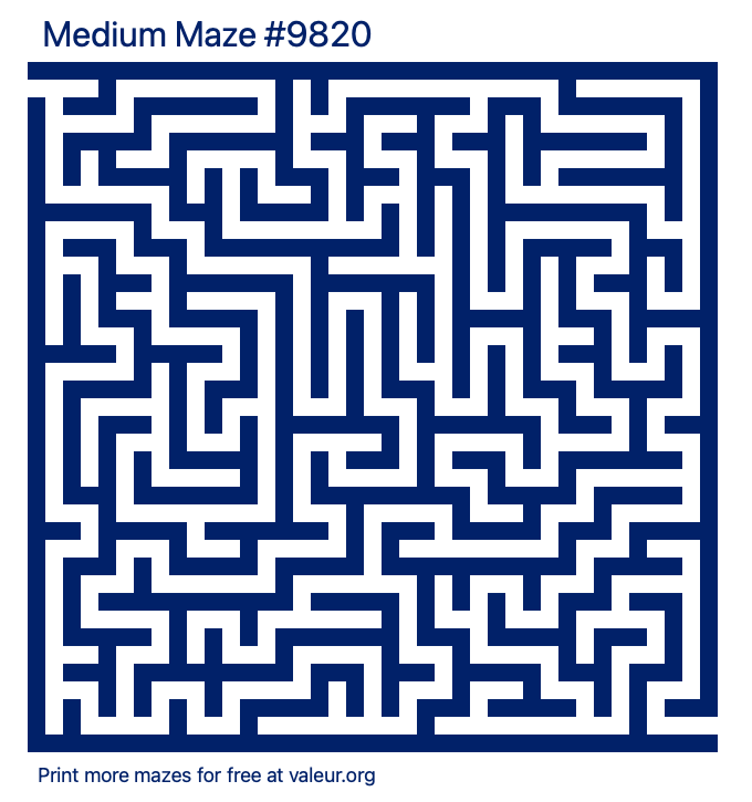Free Printable Medium Maze number 9820