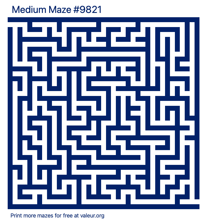 Free Printable Medium Maze number 9821