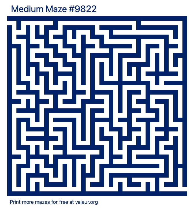 Free Printable Medium Maze number 9822