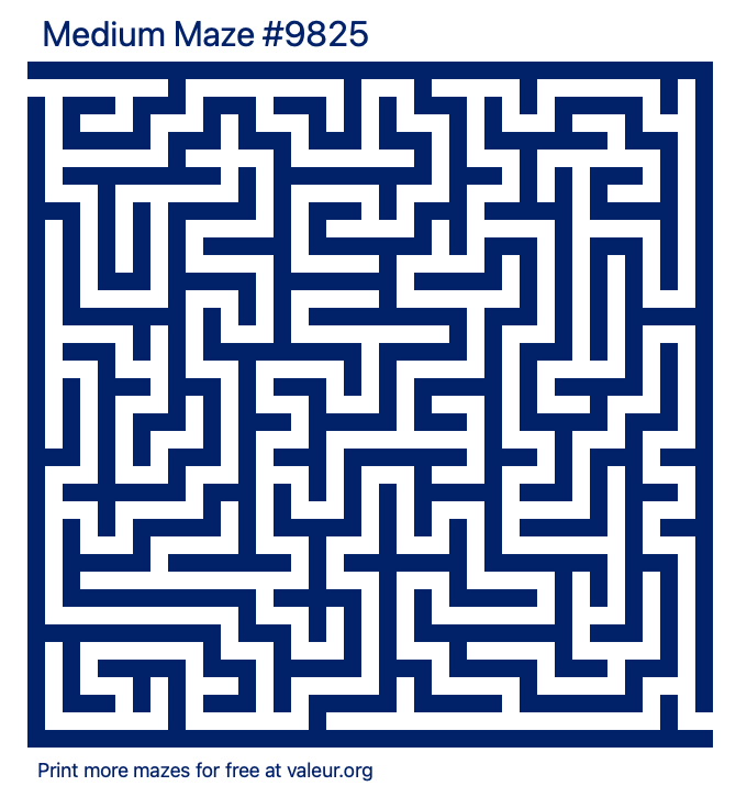 Free Printable Medium Maze number 9825