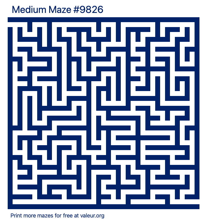 Free Printable Medium Maze number 9826