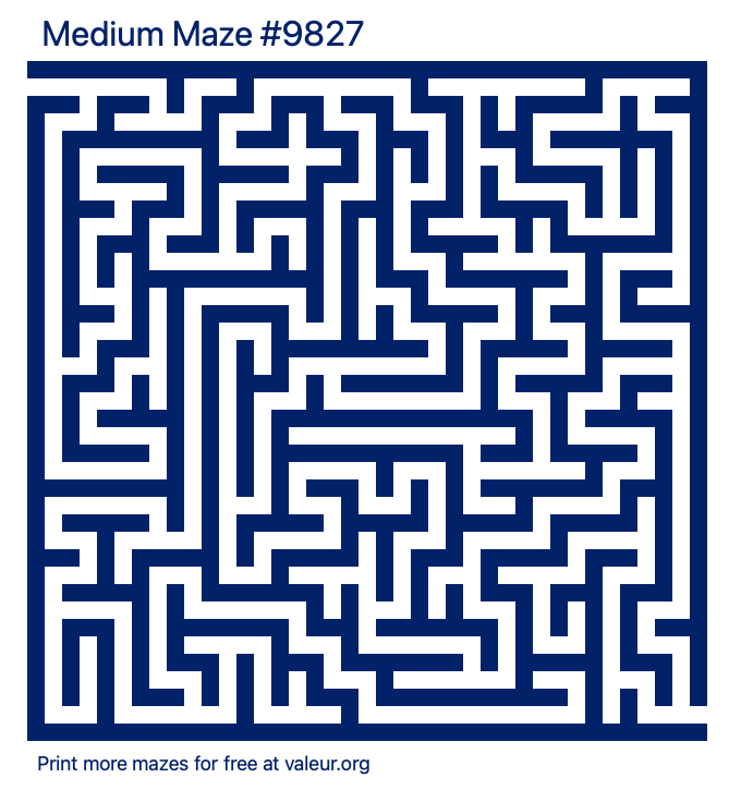 Free Printable Medium Maze number 9827