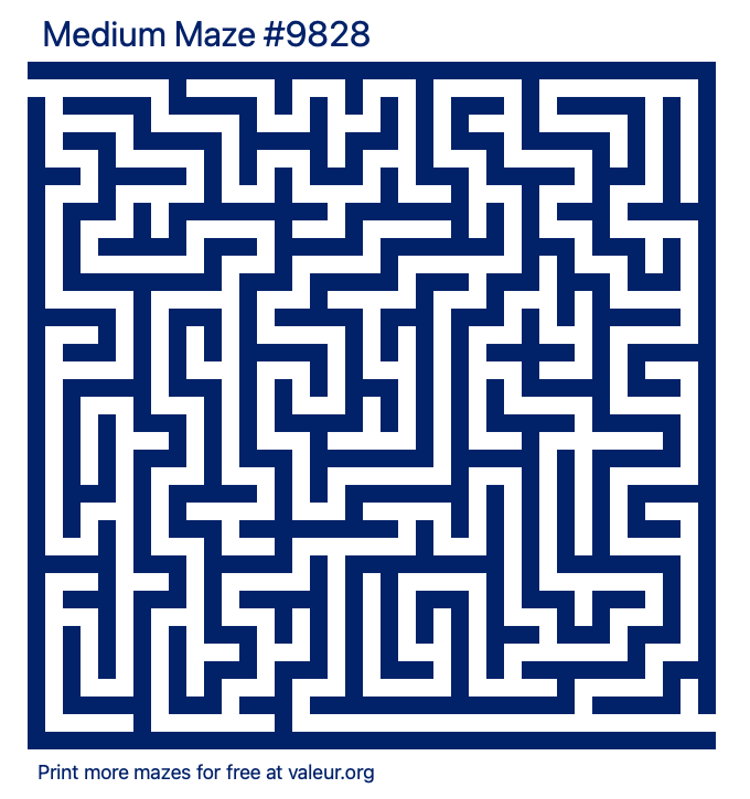 Free Printable Medium Maze number 9828