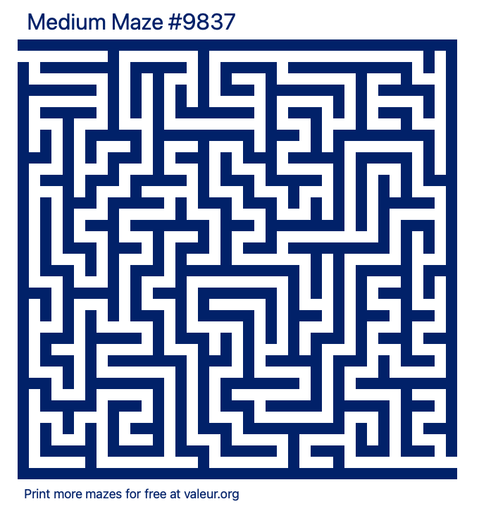 Free Printable Medium Maze number 9837