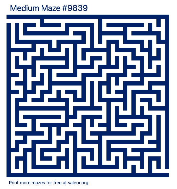 Free Printable Medium Maze number 9839