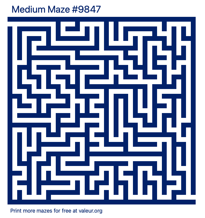 Free Printable Medium Maze number 9847