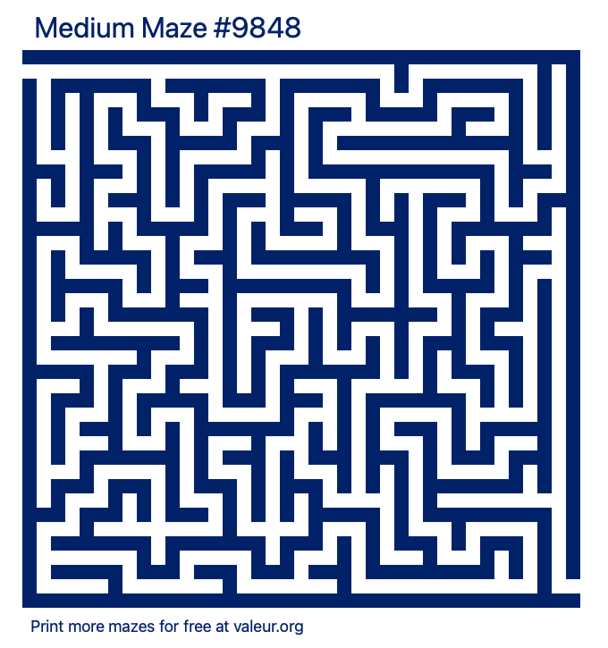 Free Printable Medium Maze number 9848