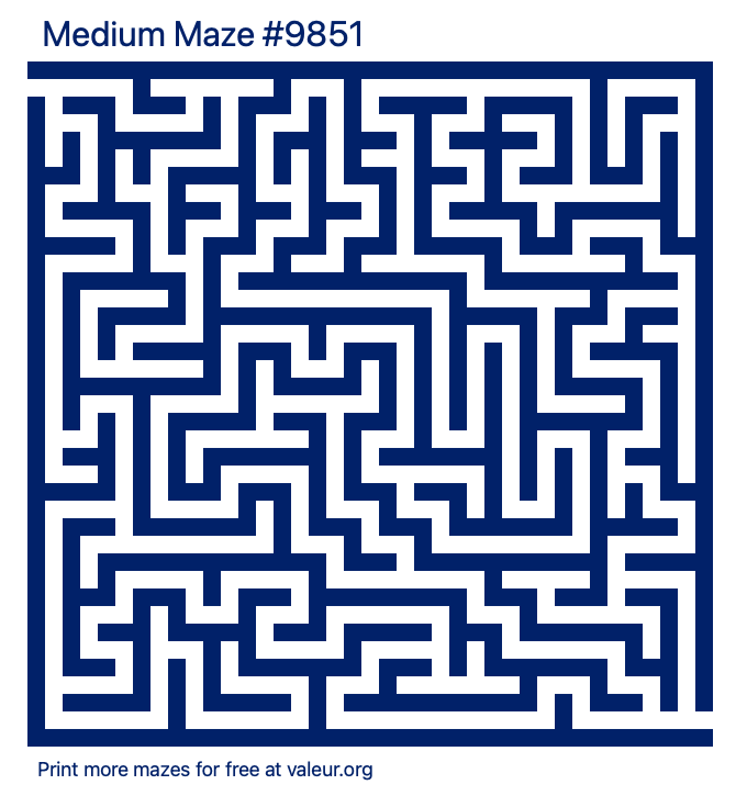 Free Printable Medium Maze number 9851