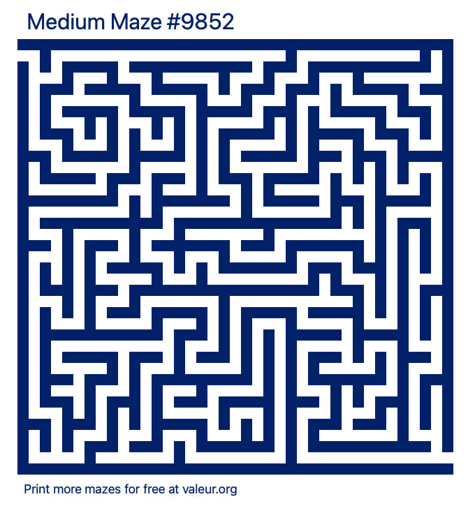 Free Printable Medium Maze number 9852