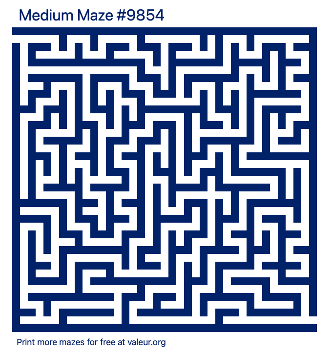 Free Printable Medium Maze number 9854