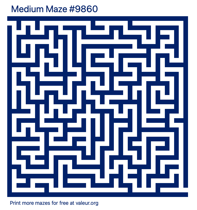 Free Printable Medium Maze number 9860