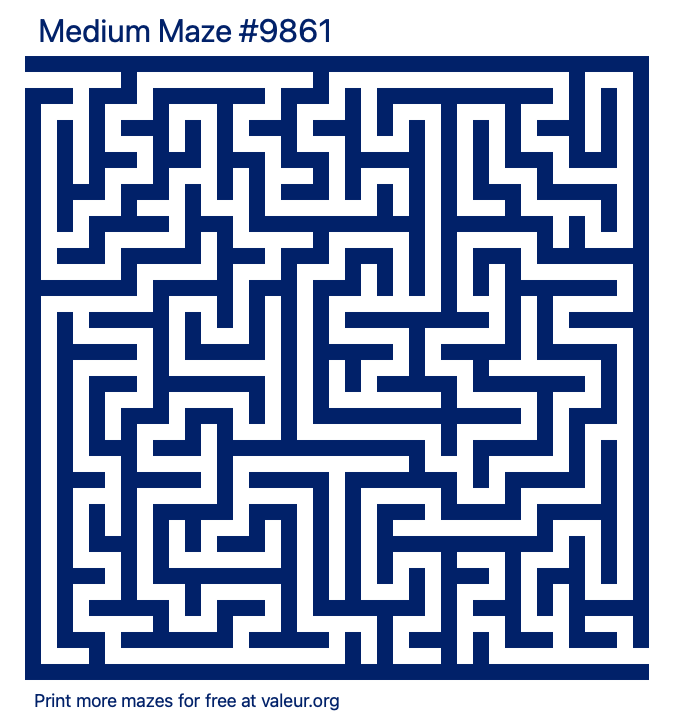 Free Printable Medium Maze number 9861