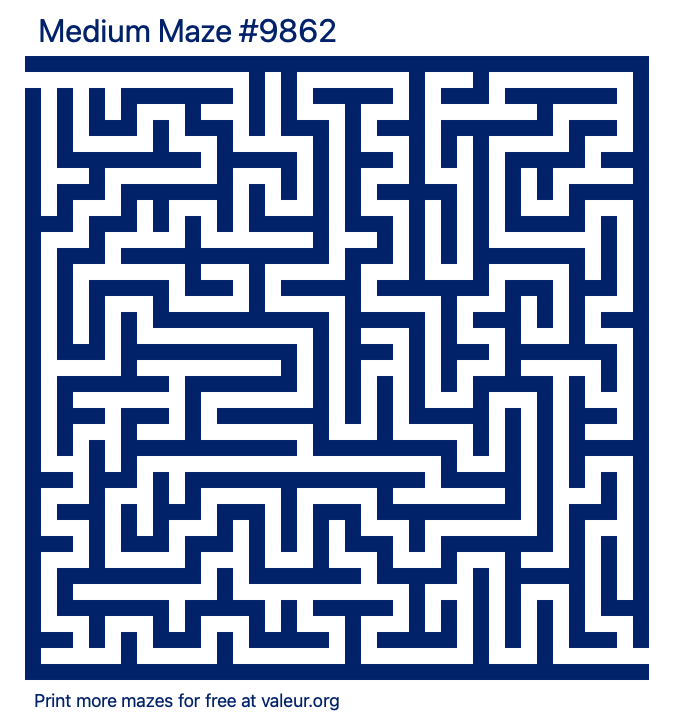 Free Printable Medium Maze number 9862