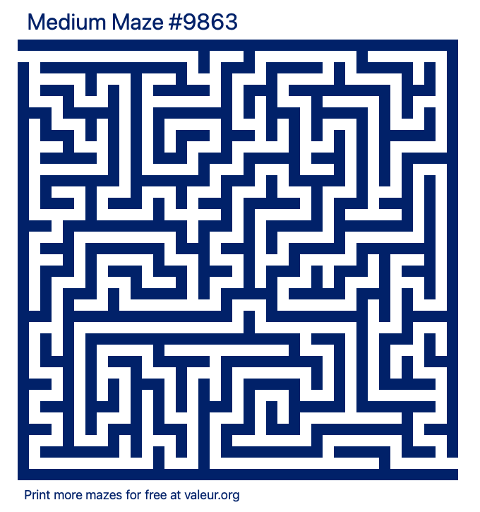 Free Printable Medium Maze number 9863