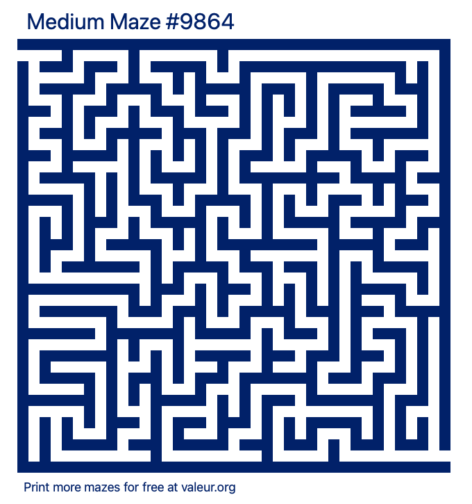 Free Printable Medium Maze number 9864