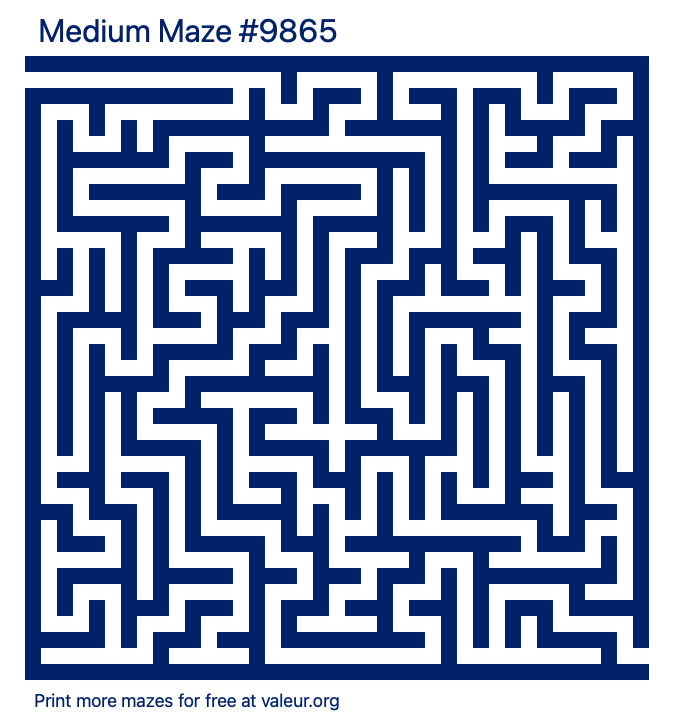 Free Printable Medium Maze number 9865