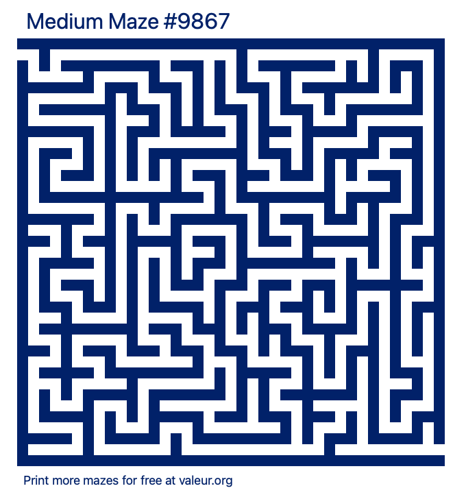 Free Printable Medium Maze number 9867