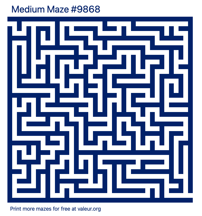 Free Printable Medium Maze number 9868