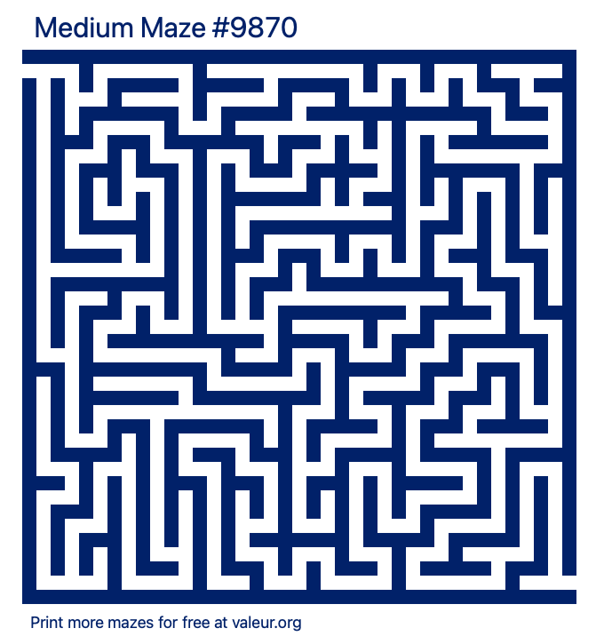 Free Printable Medium Maze number 9870