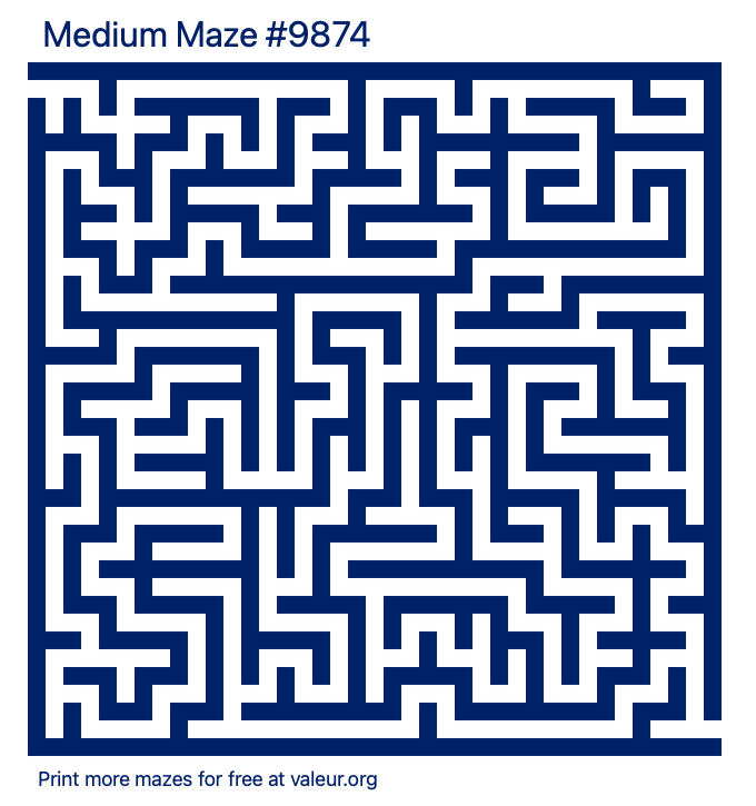 Free Printable Medium Maze number 9874