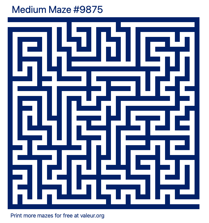 Free Printable Medium Maze number 9875
