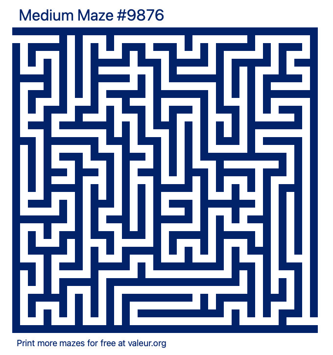 Free Printable Medium Maze number 9876