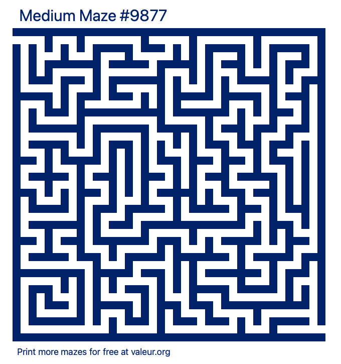 Free Printable Medium Maze number 9877