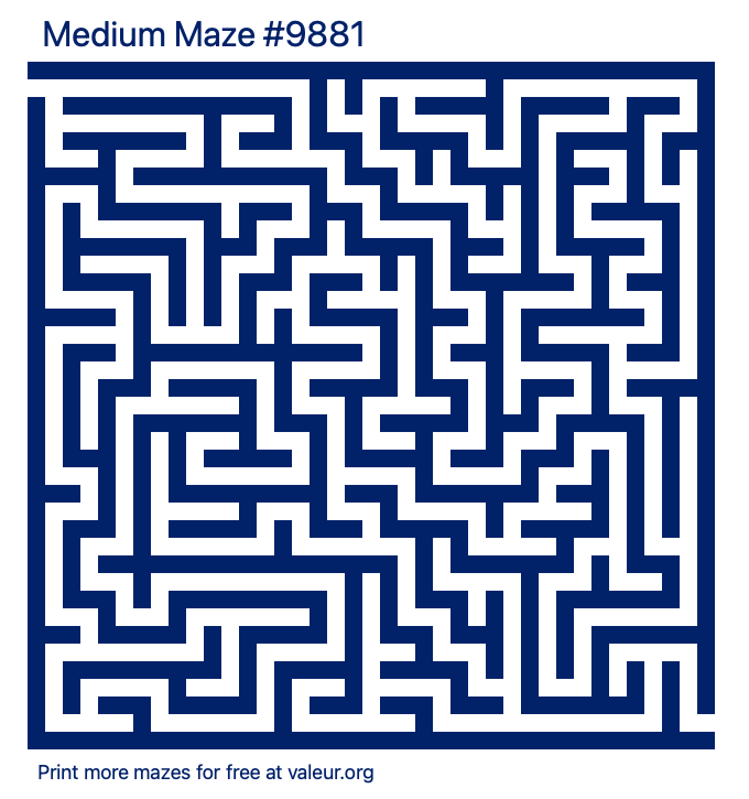 Free Printable Medium Maze number 9881